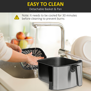 Air Fryer 1700W 6.5L with Digital Display Timer for Low Fat Cooking HOMCOM Unbranded