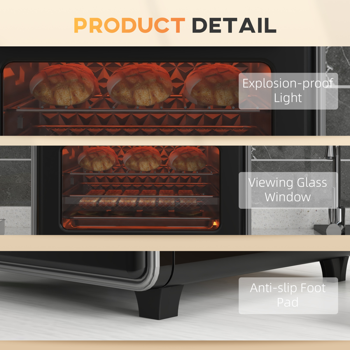 HOMCOM Air Fryer Oven 20L Mini Oven Countertop Convection Oven 1400W Black HOMCOM