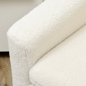 HOMCOM Modern Accent Chair with Wood Legs, Wide Seat, Teddy Armchair, Cream HOMCOM