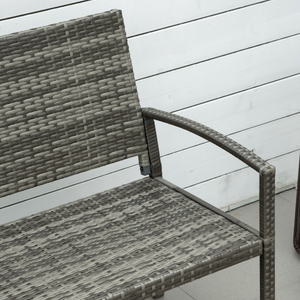 Outsunny Patio Rattan 2 Seater Garden Bench Love Seater Garden Armchair Grey Outsunny