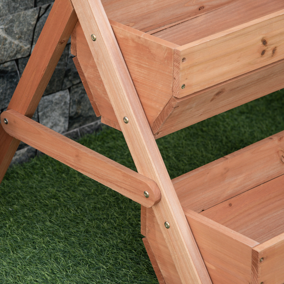 Outsunny 3 Tier Raised Garden Bed Wooden Elevated Planter Box Kit, Brown Outsunny