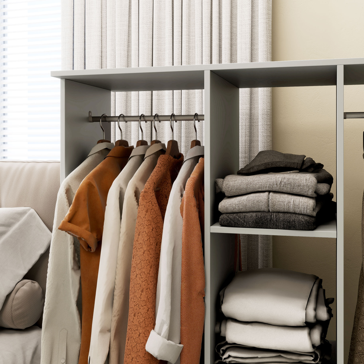 HOMCOM Mobile Double Open Wardrobe w/ Clothes Hanging Rail Clothing Grey HOMCOM