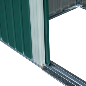 Pent Roofed Metal Shed Foundation Vent 260x133x200cm Sliding Door Green Outsunny