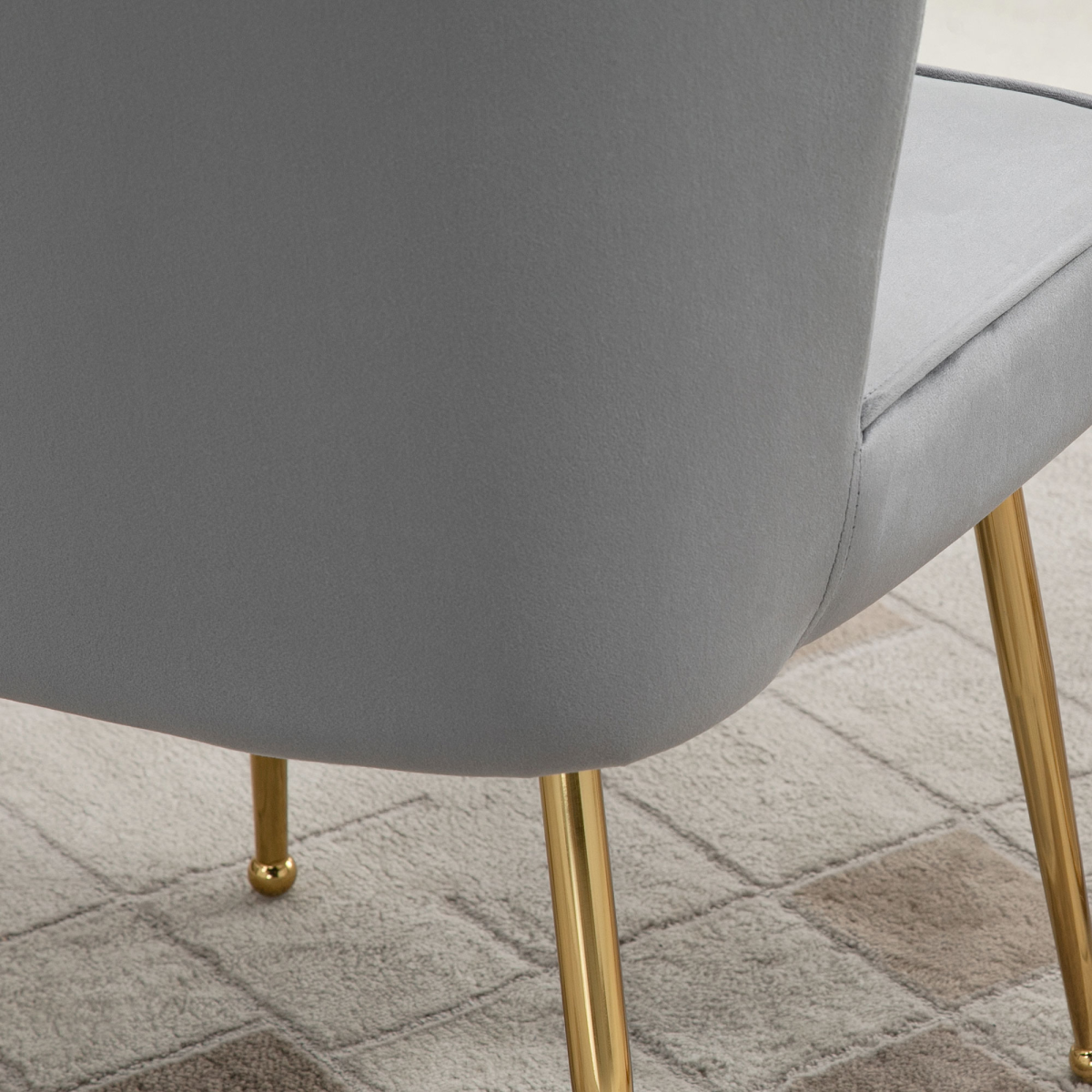 Velvet-Feel Shell Luxe Accent Chair Home Bedroom Lounge Metal Legs Grey Homcom