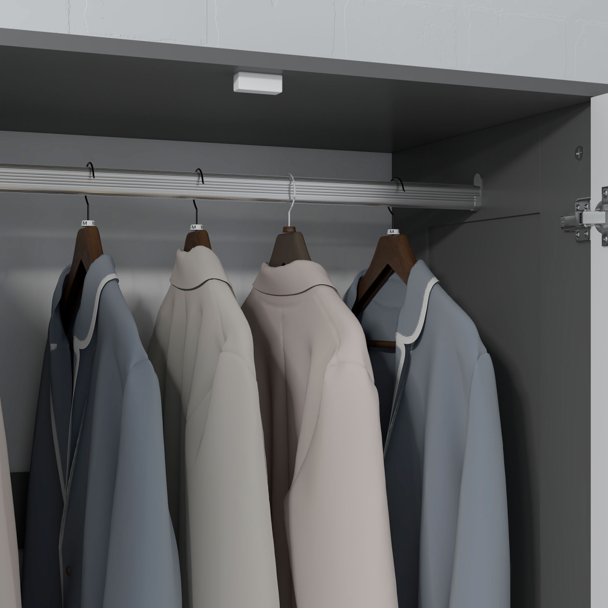 HOMCOM 2 Door Wardrobe Grey Wardrobe with 3 Drawer and Hanging Rod for Bedroom HOMCOM