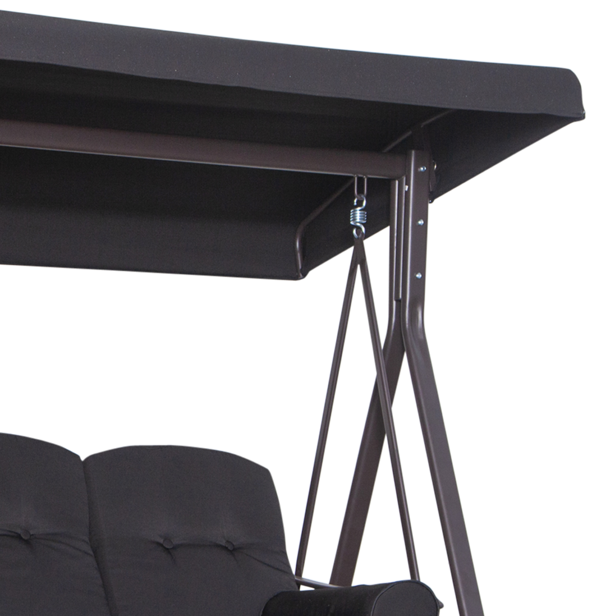 Outsunny 3 Seater Garden Swing Chair Patio Swing Bench w/ Cup Trays Black Outsunny