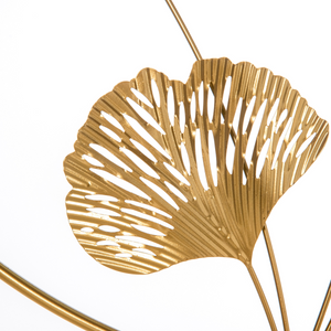 Minimalist Metal Wall Art Ginkgo Leaves Hanging Wall Sculpture, Gold HOMCOM