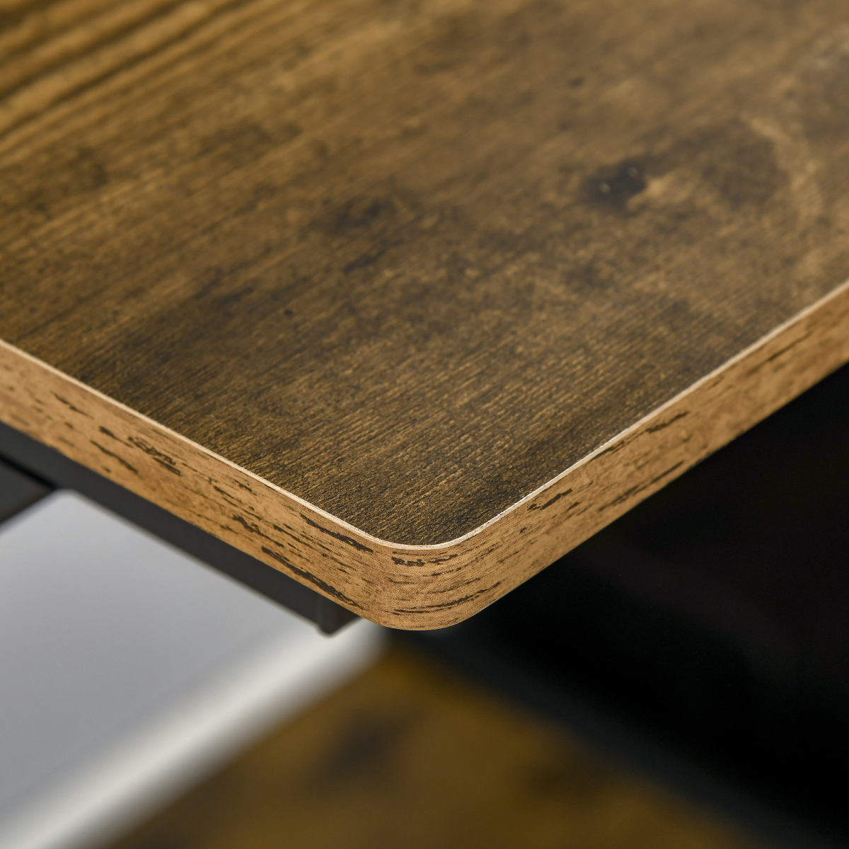 Computer Desk with Monitor Shelf and Storage, R Shaped Brown HOMCOM