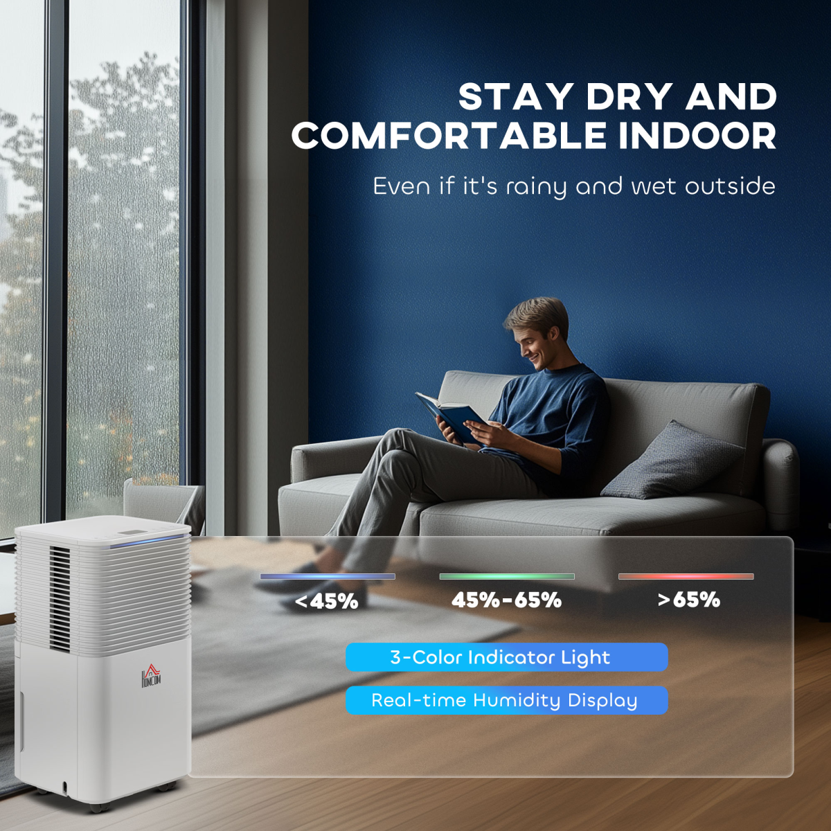 10L/Day 2000ML Portable Quiet Dehumidifier Home Laundry Room Electric Moisture HOMCOM