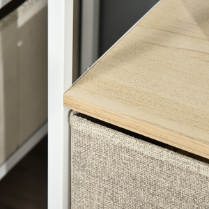 HOMCOM TV Cabinet, TV Console Unit with 2 Foldable Linen Drawers Maple Colour Unbranded