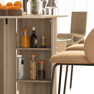 Mobile Drop Leaf Table Kitchen Table Extendable Dining Table w/ Shelves, Wheels HOMCOM