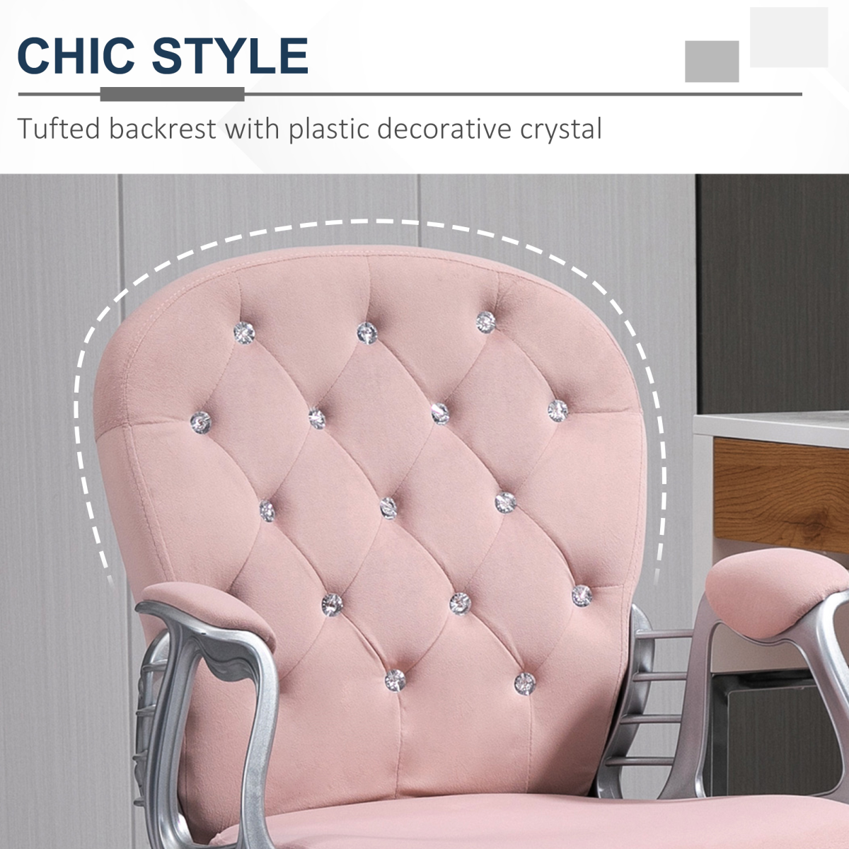 Office Chair Luxury Velour Diamond Tufted Padded Ergonomic 360� Swivel Pink Unbranded