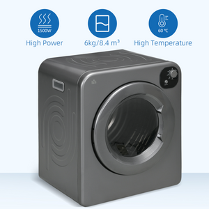 HOMCOM 6kg Vented Tumble Dryer with 7 Dry Programmers for Small Spaces Grey HOMCOM