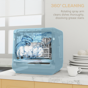 HOMCOM Worktop Dishwasher w/ 4 Place Settings 6 Programs, Black HOMCOM