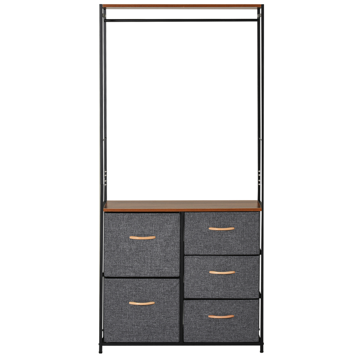 175x83cm Freestanding Clothes Hanger Storage Unit SteelBlack Brown Coat Rack HOMCOM