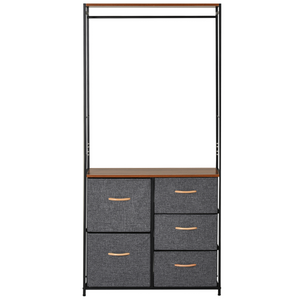 175x83cm Freestanding Clothes Hanger Storage Unit SteelBlack Brown Coat Rack HOMCOM
