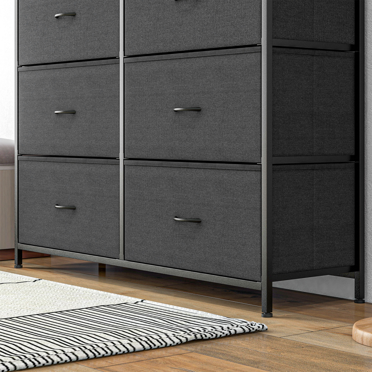 HOMCOM Bedroom Chest of Drawers Fabric Dresser w/ Foldable Drawers Black HOMCOM