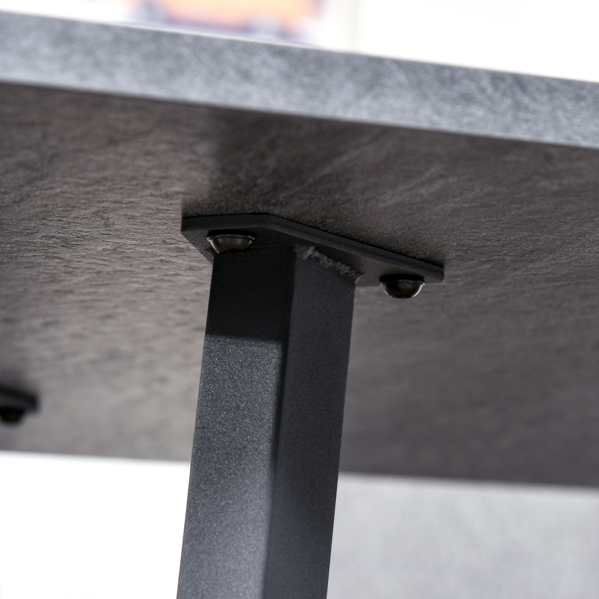 Modern Rectangular Dining Table with Metal Legs Indoor, Dark Grey Unbranded