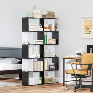 5-tier Bookcase Storage Display Shelving S Shape design Unit Divider Black HOMCOM