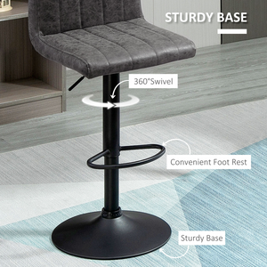 HOMCOM Barstools Set of 2 Adjustable Height Bar Chairs with Footrest, Grey Unbranded