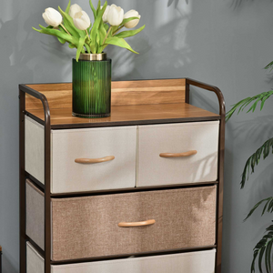 HOMCOM Closet Dresser, Dresser Tower With 5 Linen Fabric Drawers Steel Frame Unbranded