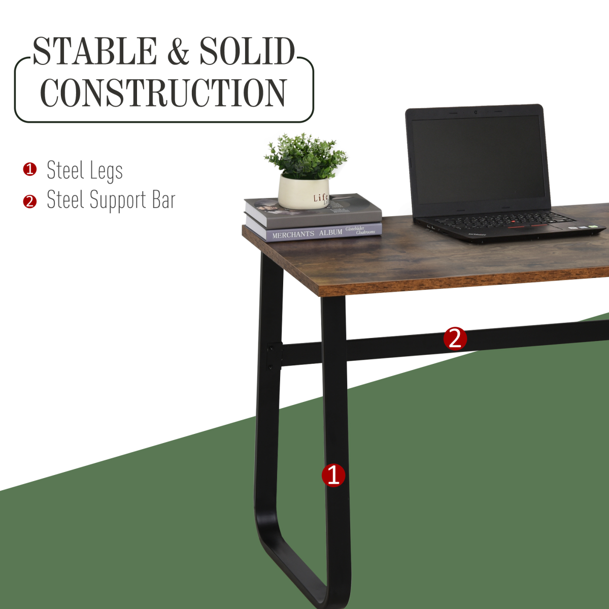 Writing Desk Workstation Center Laptop Table Industrial Design HOMCOM