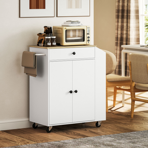 HOMCOM Kitchen Island with 3-Tier Spice Rack, Kitchen Cart with Towel Rack HOMCOM