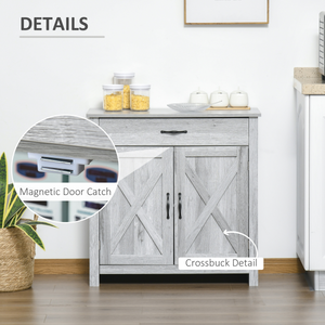 Farmhouse Barn Door Sideboard Buffet Storage Cabinet Coffee Bar Grey Grain Unbranded