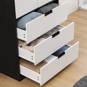 2 Door Wardrobe Modern Wardrobe with 3 Drawer and Hanging Rod for Bedroom White HOMCOM
