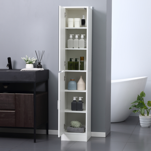 kleankin Tall Mirrored Bathroom Cabinet Tallboy Unit w/Adjustable Shelf White Unbranded