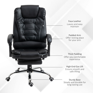 PU Leather Home Office Chair High Back Computer Chair with Swivel Wheels Black HOMCOM