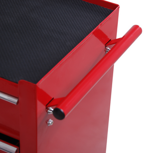 HOMCOM Tool Trolley with 5 Drawers Steel Tool Chest on Wheels with Handle Red HOMCOM