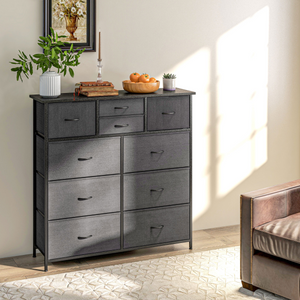 HOMCOM Bedroom Chest of Drawers Fabric Dresser w/ Foldable Drawers Black HOMCOM