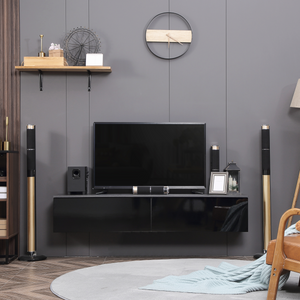 Floating TV Unit Stand, Wall Mount Media Console with Storage Cupboards Unbranded