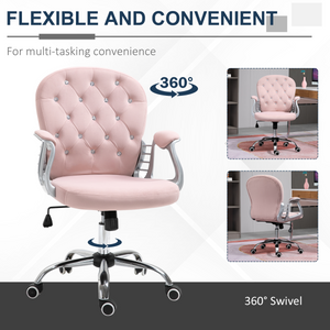 Office Chair Luxury Velour Diamond Tufted Padded Ergonomic 360� Swivel Pink Unbranded
