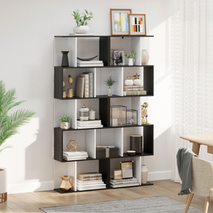 5-tier Bookcase Storage Display Shelving S Shape design Unit Divider Black HOMCOM