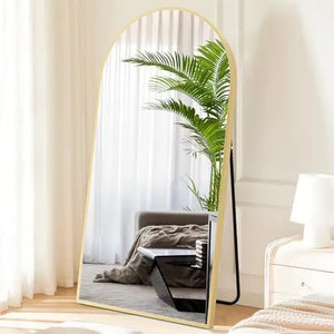 Arched/Right Angle 71"X26" Full Length Mirror Full Body Floor Mirror Standing Hanging or Leaning Wall, Arch Wall Mirror with Stand Aluminum Alloy Thin Frame for Bedroom Cloakroom,Black 64"X21" 59"X16"Arched Full-Length Mirror with Explosion-Proof HD Glass