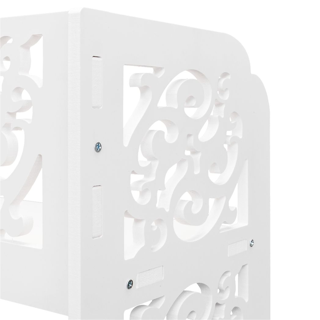 Wood-plastic Board Four Tiers Carved Shoe Rack White A N/A