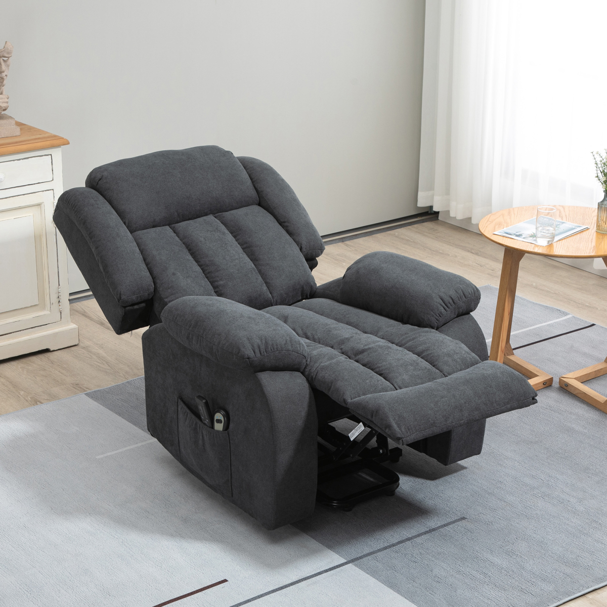 HOMCOM Heavy Duty Riser and Recliner Chair Lift Chair for the Elderly Dark Grey HOMCOM
