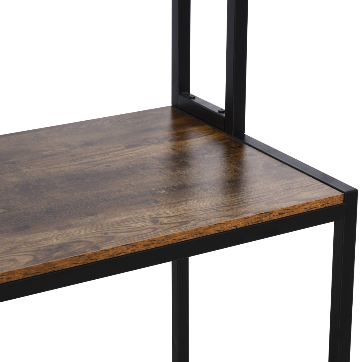 149x140x125cm Industrial L-Shaped Desk w Shelf - Brown & Black HOMCOM
