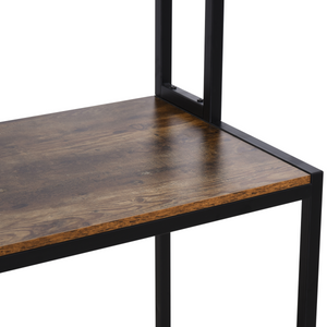 149x140x125cm Industrial L-Shaped Desk w Shelf - Brown & Black HOMCOM
