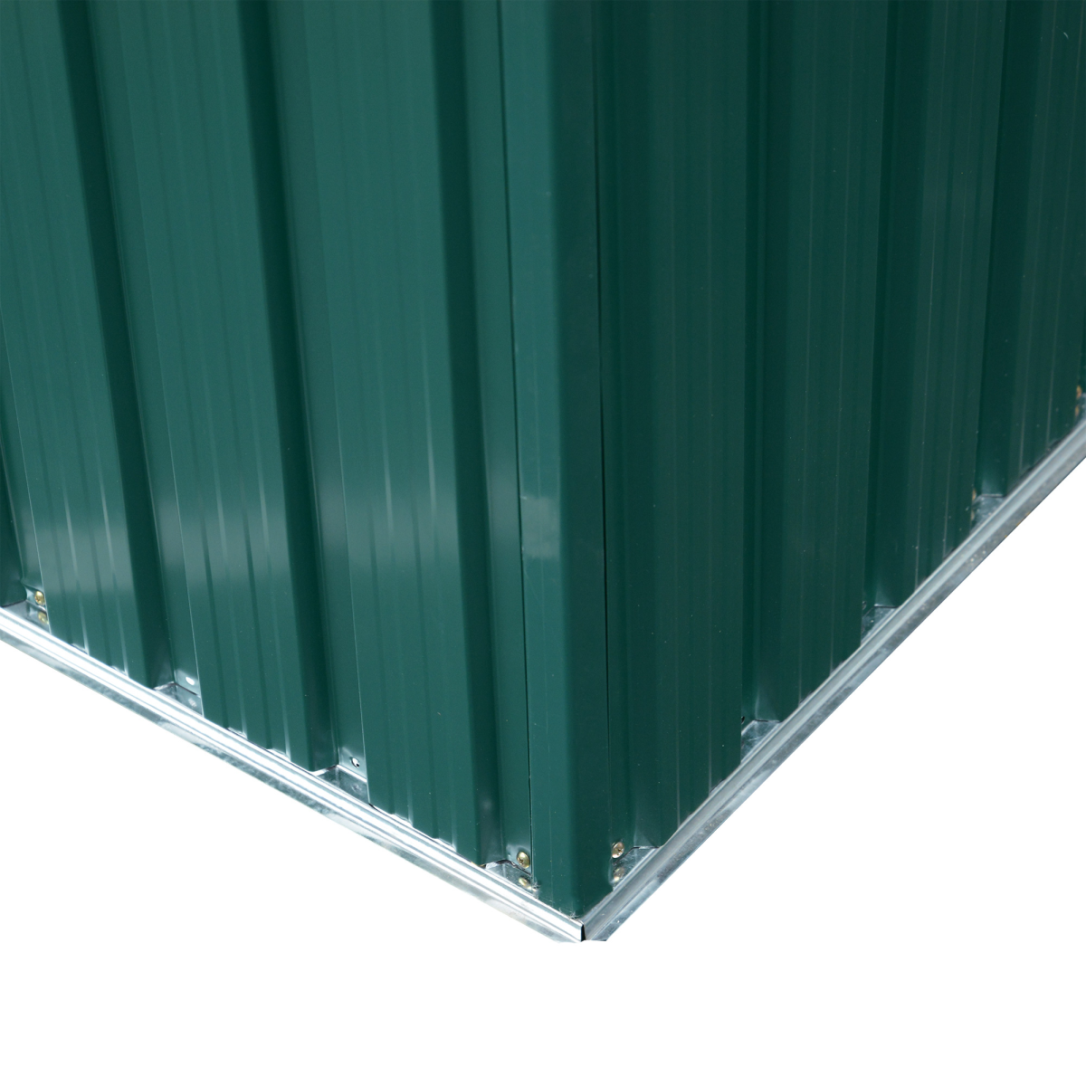 Pent Roofed Metal Shed Foundation Vent 260x133x200cm Sliding Door Green Outsunny