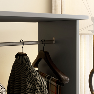 HOMCOM Mobile Double Open Wardrobe w/ Clothes Hanging Rail Clothing Grey HOMCOM