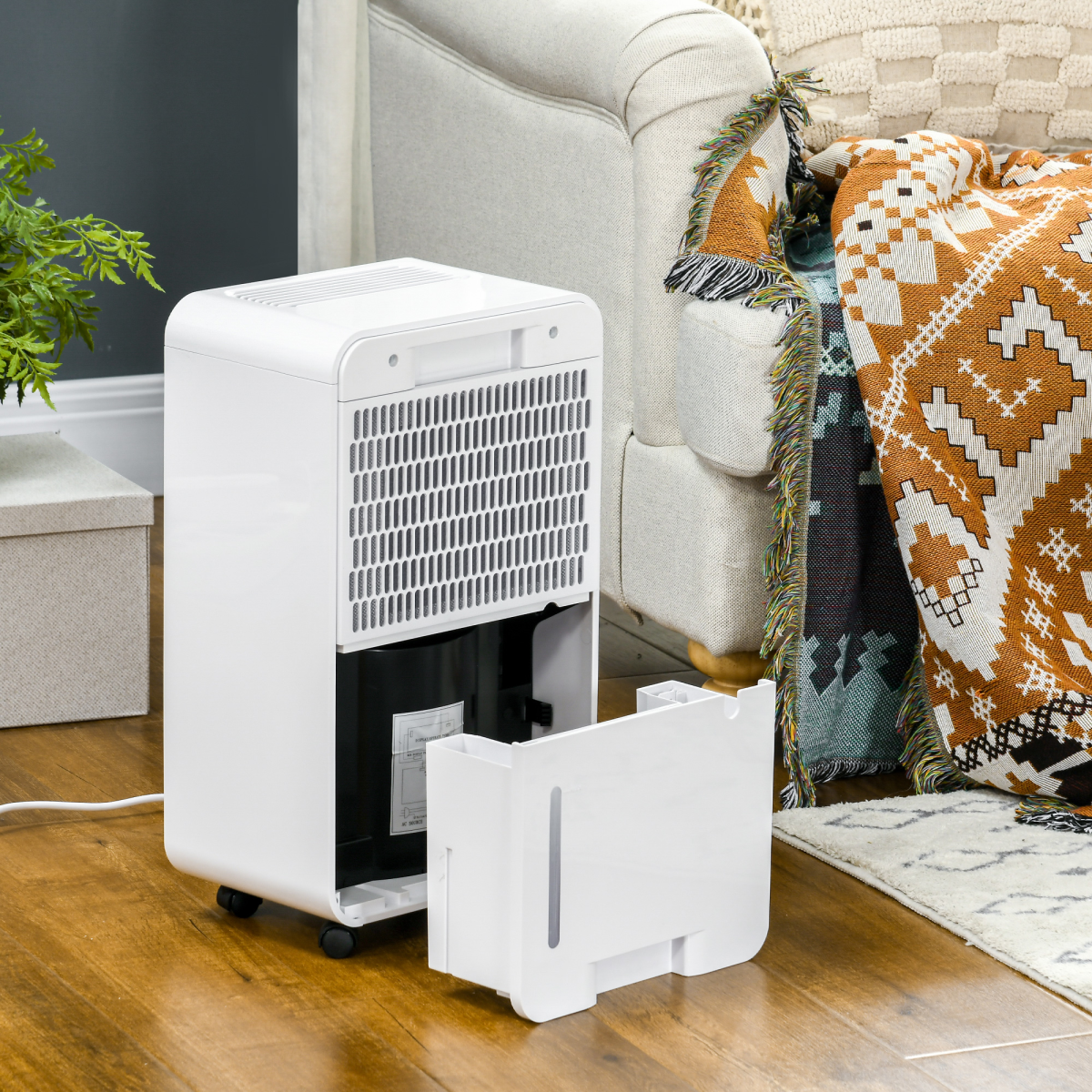 HOMCOM 10L/Day Protable Quiet Air Dehumidifier with Purifier, Timer, 5 Modes HOMCOM