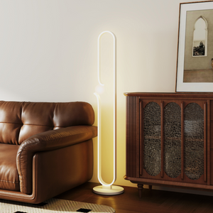 HOMCOM Dimmable LED Floor Lamp with Glass Night Light, Foot Switch, White HOMCOM
