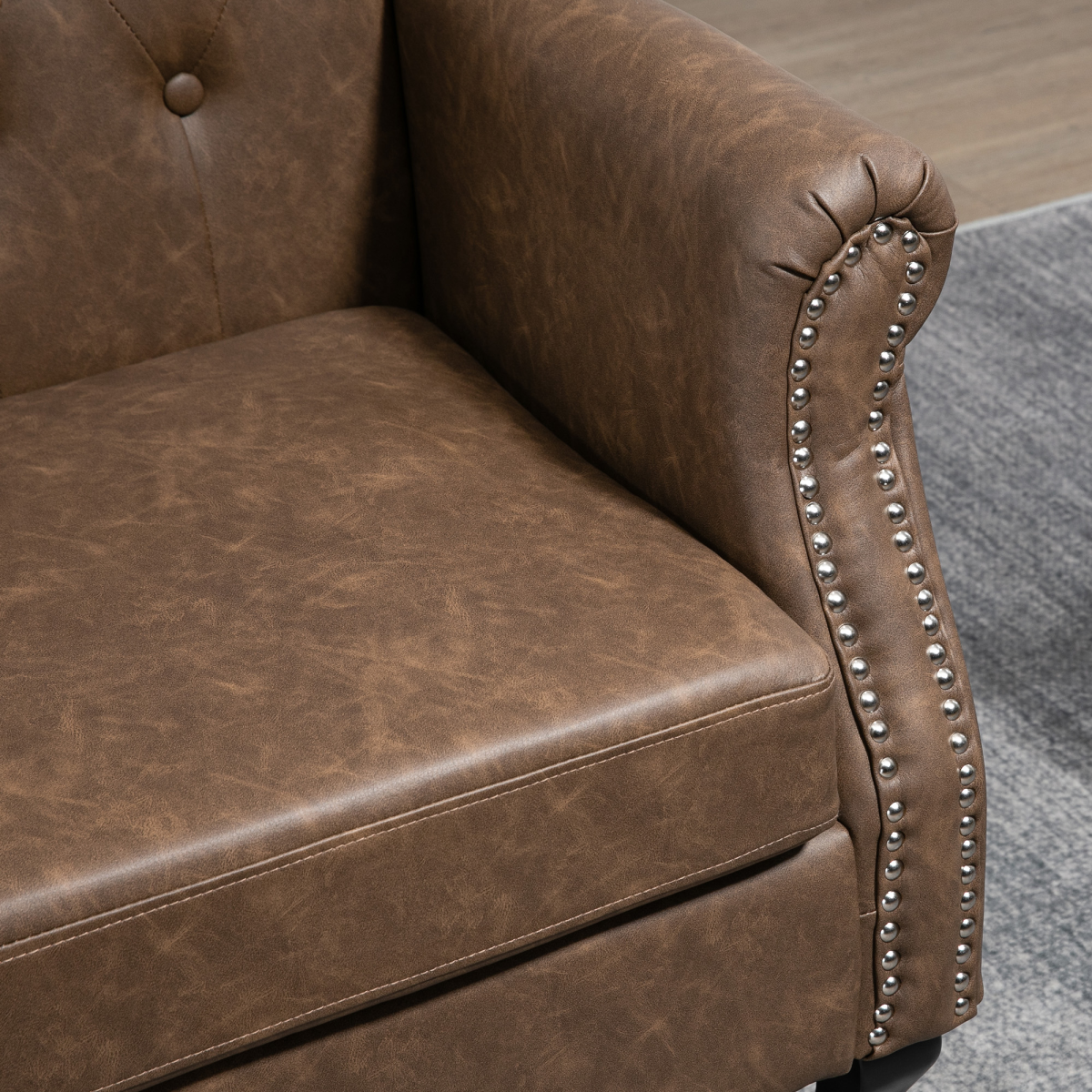 Chesterfield-style Wing Back Armchair Tufted Accent Chair Brown HOMCOM