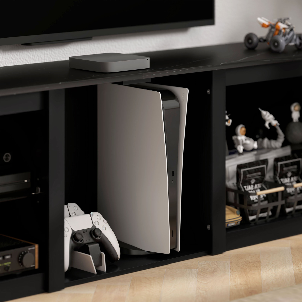 HOMCOM 160cm TV Unit w/ LED Lights for 65" TV Modern TV Stand Cabinet Black HOMCOM