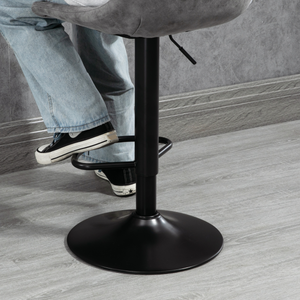 Set Of 2 Microfibre Retro Tub Bar Stools w/ Metal Frame Footrest Home Seat Grey HOMCOM