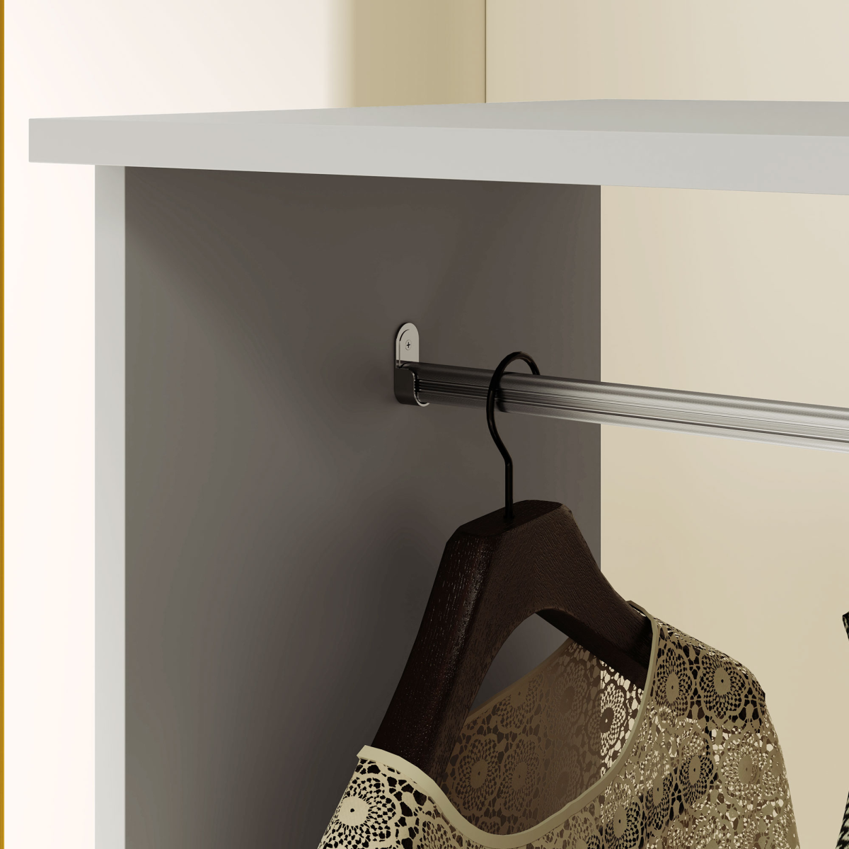 HOMCOM Rolling Open Wardrobe Hanging Rail Storage Shelves for Clothes, Grey HOMCOM