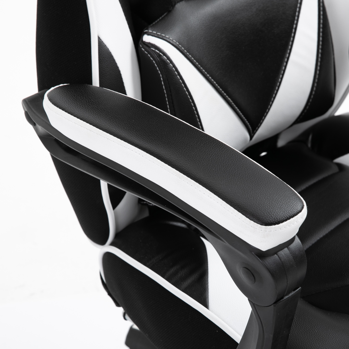 Gaming Chair Ergonomic Reclining w/ Manual Footrest Wheels Stylish Office White Unbranded